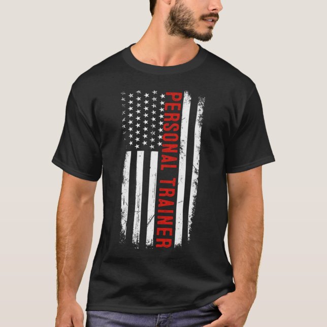 T-shirt Personal Trainer American USA Drapeau Santé Fitnes (Devant)