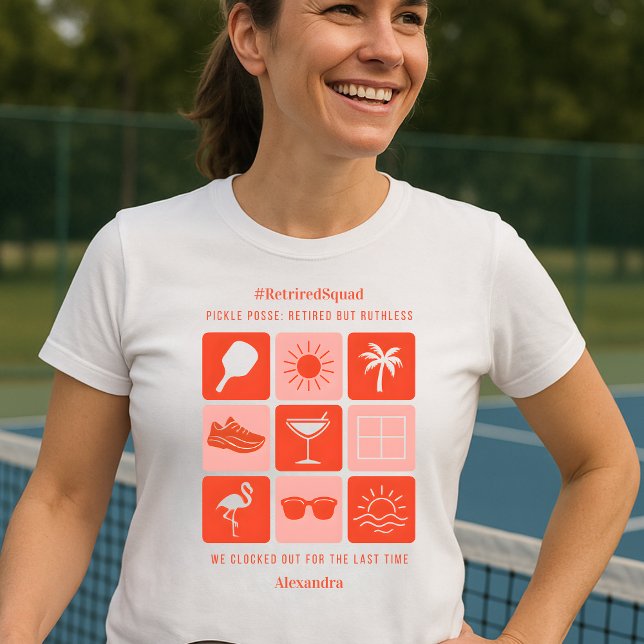 T-shirt Personalisé Funny Retraité Squad Pickleball (Créateur téléchargé)