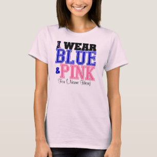 T-shirt Personalize I Wear Blue & Pink Male Breast Cancer