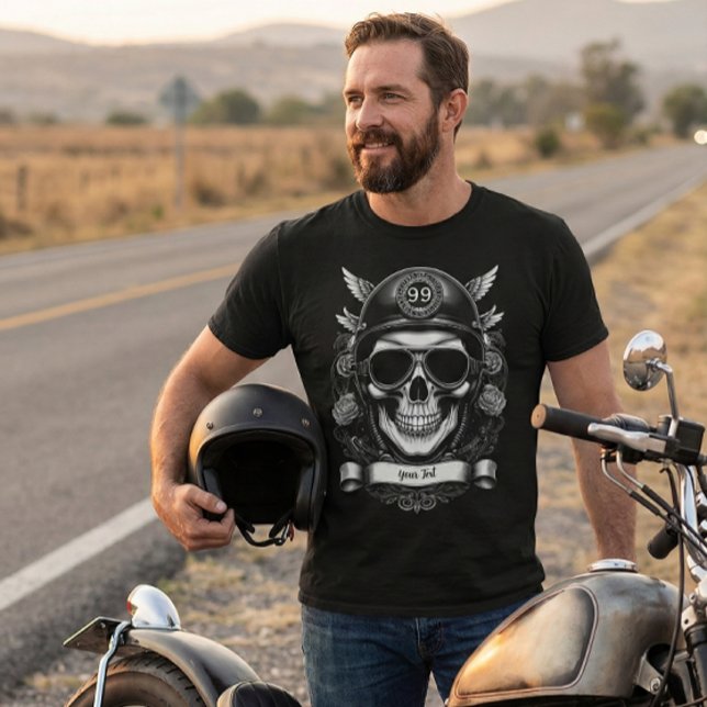 T-shirt Personalized Biker Skull Motorcycle 2-Sided Tee (Créateur téléchargé)