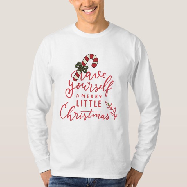 T-shirt Personalized Candy Cane Script Christmas  (Devant)