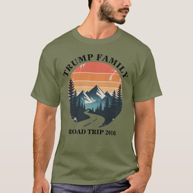 T-shirt Personalized Family Trip Retro Mountain Sun (Devant)