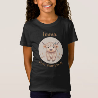 T-Shirt Personalized First Year PreK Cute Highland Cow