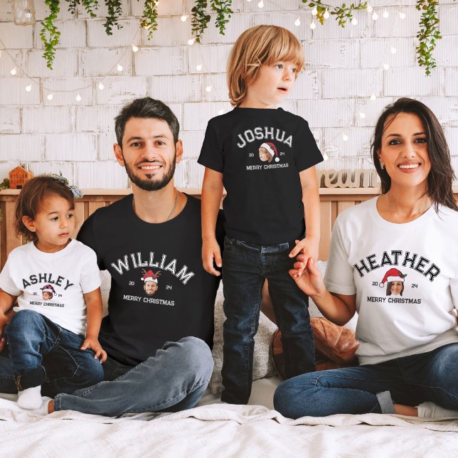 T-shirt Personalized Funny Face Photo Santa Hat Christmas (Créateur téléchargé)