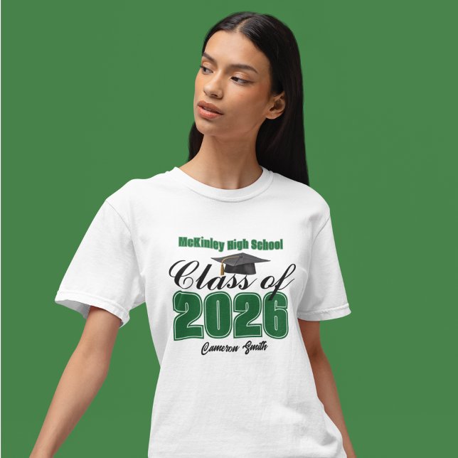 T-shirt Personalized Green Class of 2026 Graduation (Créateur téléchargé)