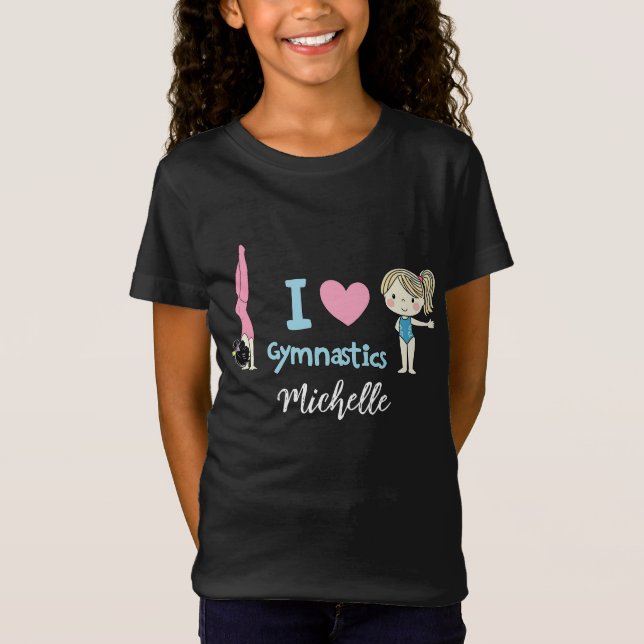 T-Shirt Personalized Little Gymnast Girl,I Love Gymnastics (Devant)