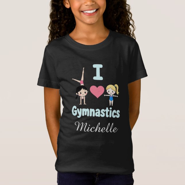 T-Shirt Personalized Little Gymnast Girl,I Love Gymnastics (Devant)