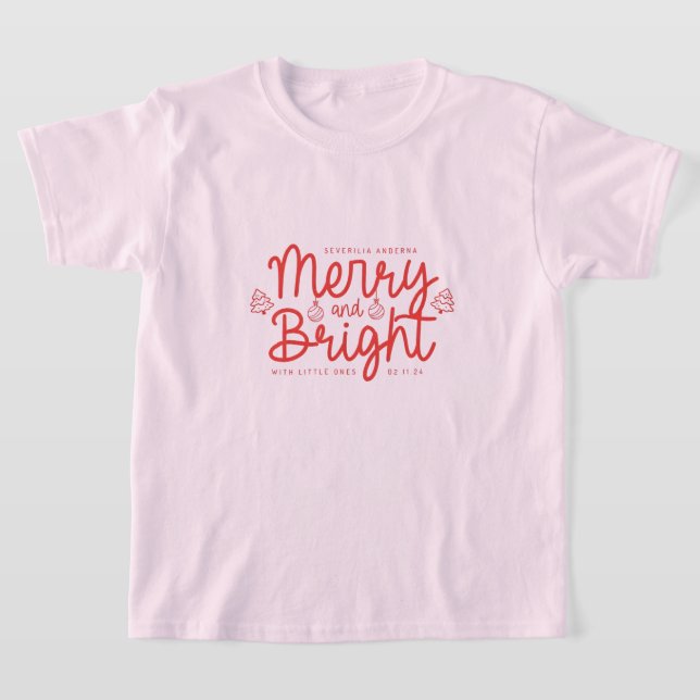 T-shirt Personalized Merry and Bright Kids Christmas Holid (Poser)