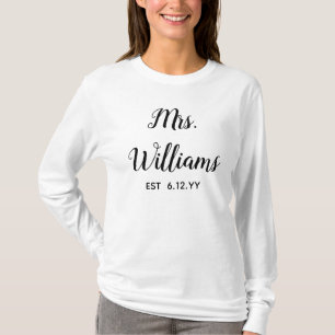 T-shirt Personalized Mrs Est Your Date Present for Bride T