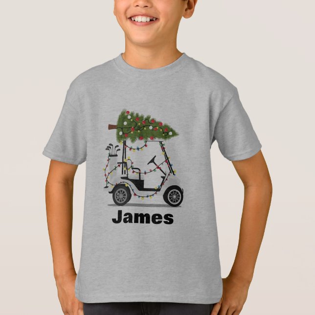 T-shirt Personalized Name Golfer Christmas Golf Cart Xmas  (Devant)