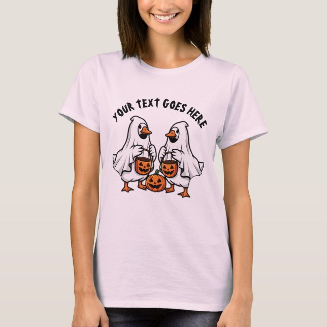 T-shirt Personalized Spooky Ghost Geese Halloween Trio  (Devant)