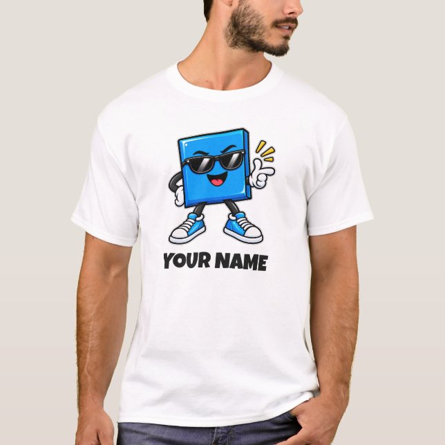 T-shirt Personalized Square Name & Custom Text (Devant)