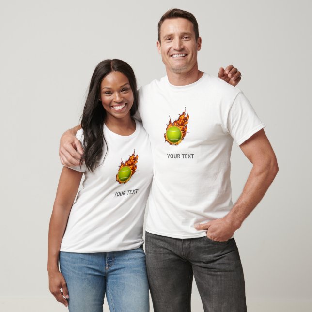 T-shirt Personalized Tennis Ball on Fire Tennis Theme Gift (Unisexe)