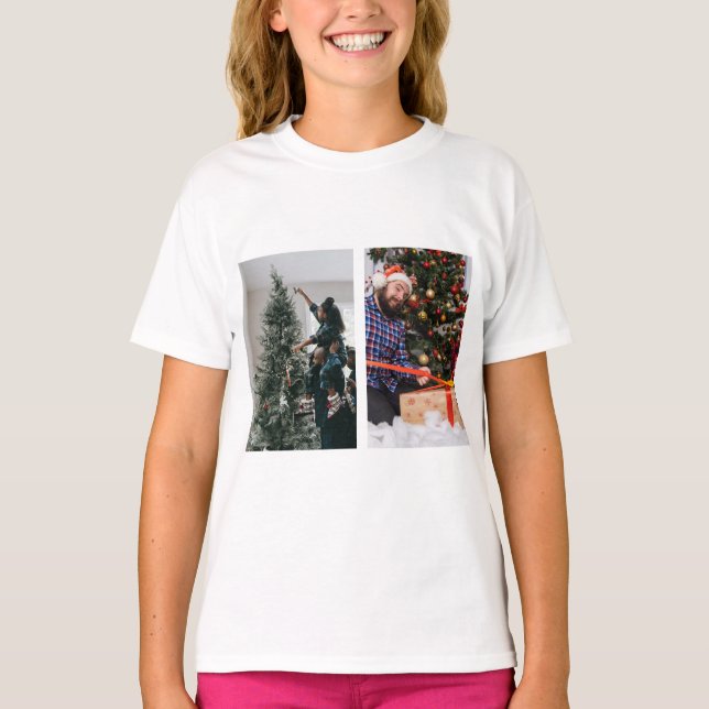 T-shirt Personalized Two Sided Family Christmas Photo  (Devant)