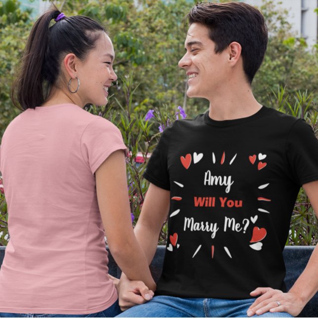 T-shirt Personalized “Will You Marry Me?” Heart Design (Créateur téléchargé)