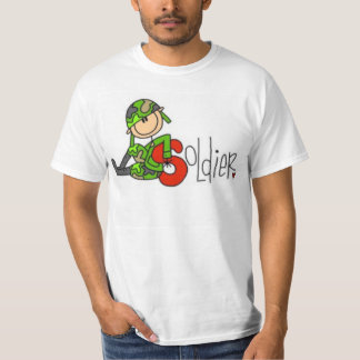 T-shirt Personnage de bâtonnet de soldat en camouflage