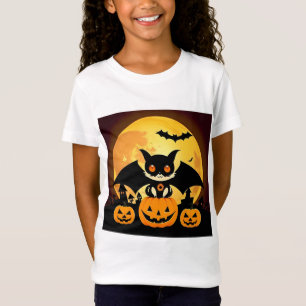 T-Shirt Personnage de chat Halloween mignon avec des citro