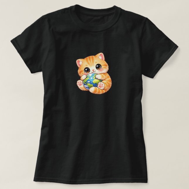 T-shirt personnage de chat jaune mignon (Design devant)