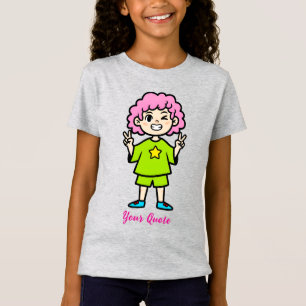 T-Shirt Personnage de dessin animé aux cheveux roses heure