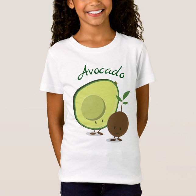 T-Shirt Personnage de dessin animé Avocado souriant (Devant)