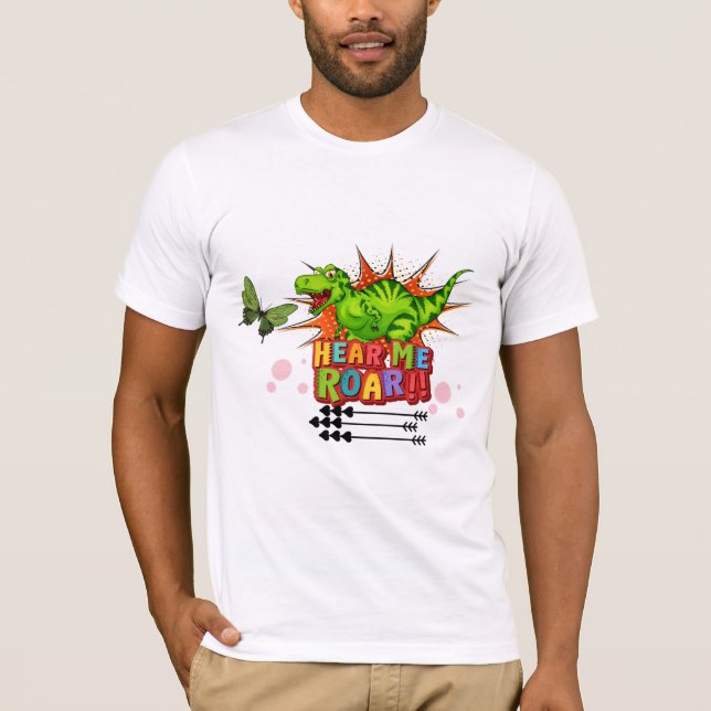 T-shirt personnage de dessin animé de dinosaure avec enten (Devant)