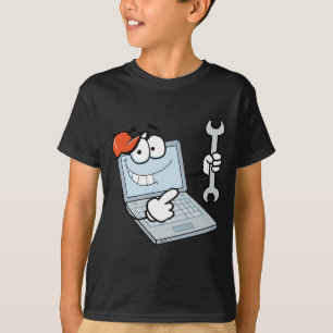 T-shirt Personnage de dessin animé d'ordinateur portable