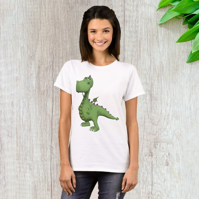 T-shirt Personnage de dinosaure vert avec des pointes viol (Créateur téléchargé)