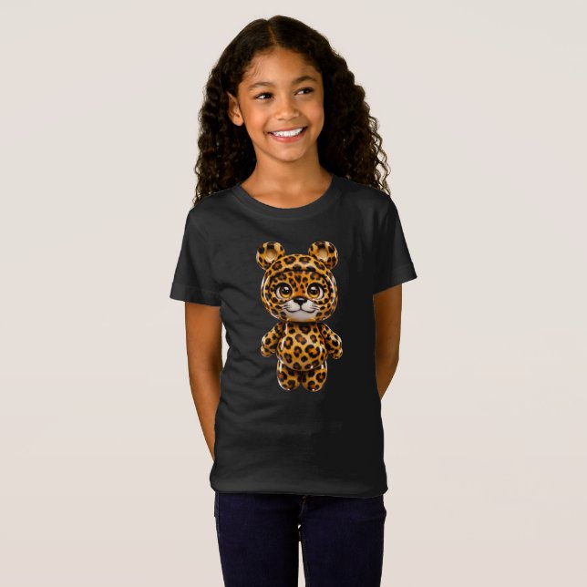 T-Shirt Personnage de jungle chibi mignon léopard (Devant entier)