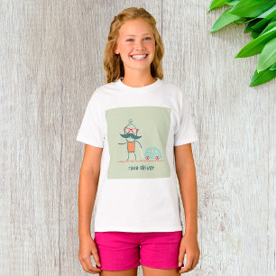 T-shirt Personnage de moustachu conducteur de course drôle