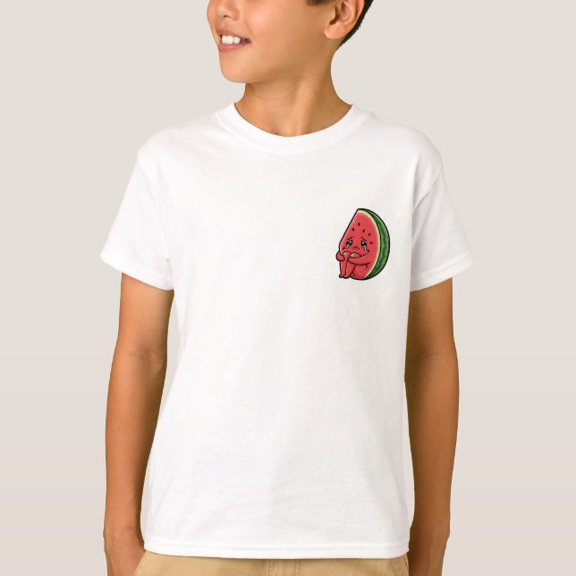 T-shirt Personnage de pastèque triste qui pleure pour les  (Devant)