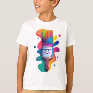 T-shirt Personnage de pinceau mignon avec éclaboussures de