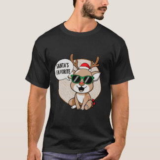 T-shirt Personnage de renne « favori du Père Noël »