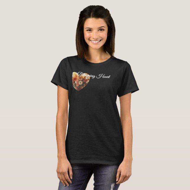 T-shirt personnalisable Cœur en fleurs (Devant entier)