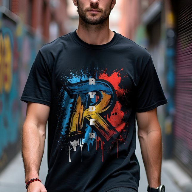 T-shirt Personnalisable Gras Graffiti Monogramme 'R' Urbai (Créateur téléchargé)