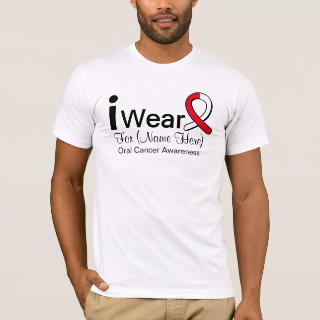 T-shirt Personnalisable je porte le ruban oral de Cancer (Devant)