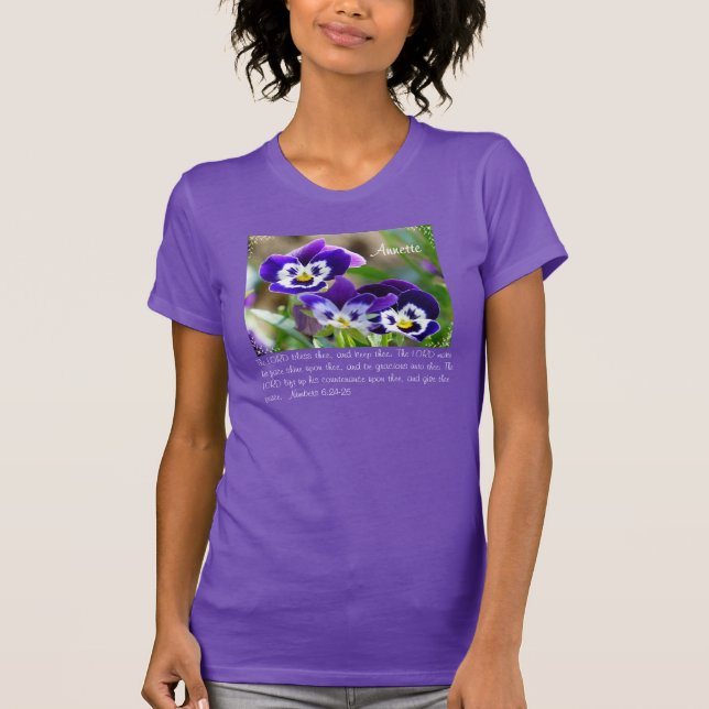 T-shirt personnalisable Pansy Flower & Scripture (Devant)