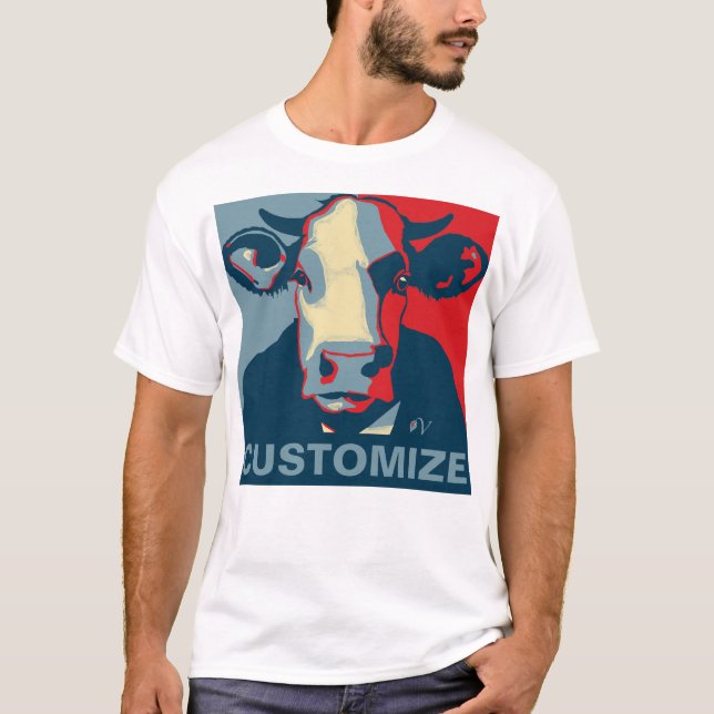 T-shirt Personnalisable ! Rouge Blanc Bleu Pop Art Cow Tsh (Devant)