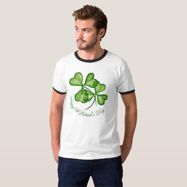 T-shirt Personnalisable St Patrick's Day Shamrock Art Vint (Devant entier)