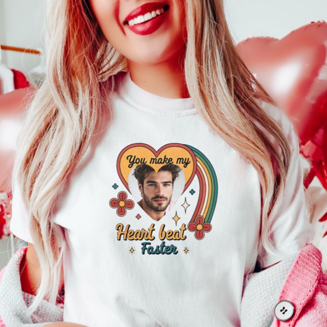T-shirt Personnalisable Valentine Retro Heartbeat, personn (Créateur téléchargé)