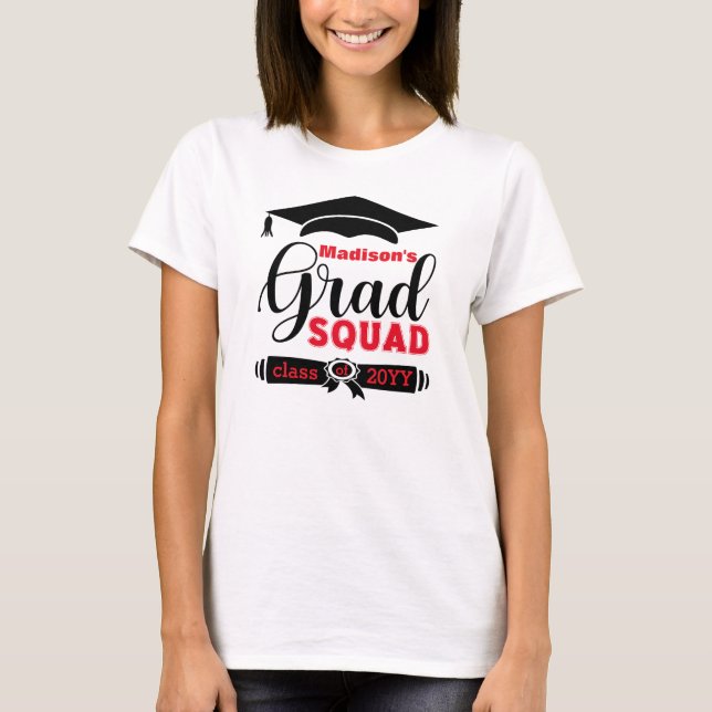 T-shirt Personnalisation des femmes en texte noir et rouge (Devant)