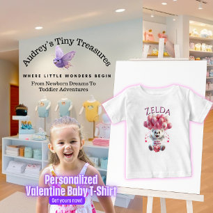 T-shirt personnalisé 1er Valentines Day pour bébé