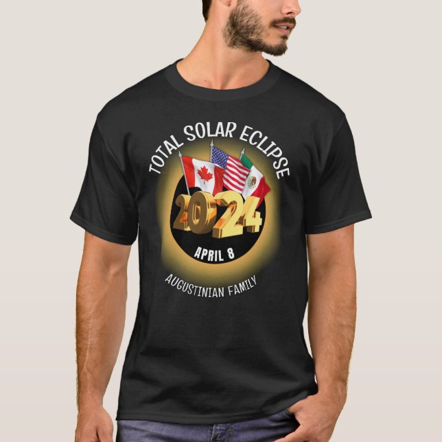 T-shirt Personnalisé 2024 TOTAL SOLAR ECLIPSE drapeaux Fam (Devant)