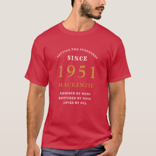 T-shirt Personnalisé 70e anniversaire 1951 Gold Red Dad