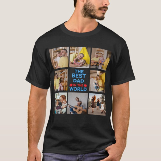 T-shirt Personnalisé 8 Photo Meilleur Père Dans Le Monde (Devant)