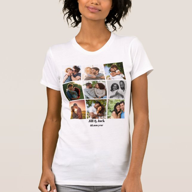 T-shirt Personnalisé 9 Photo Collage Modèle pour couples (Devant)