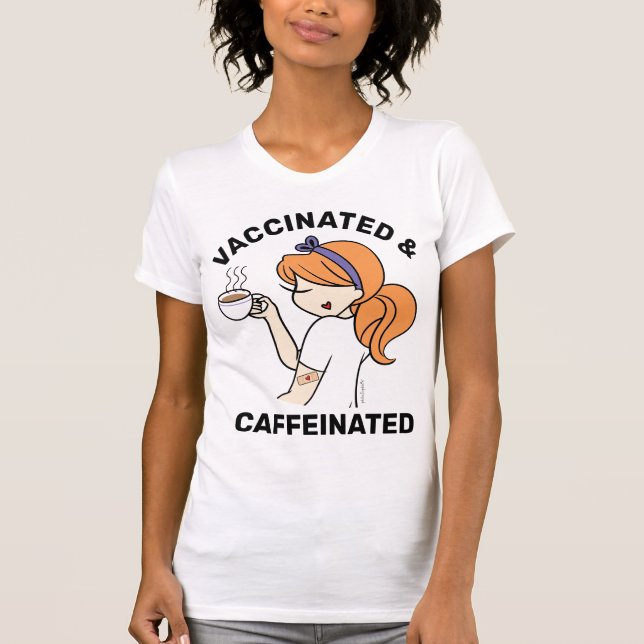 T-shirt Personnalisé à la caféine et vacciné (Devant)