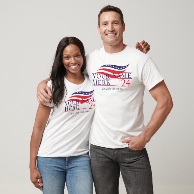 T-shirt Personnalisé Ajouter le nom US Flag 2024 Election  (Unisexe)