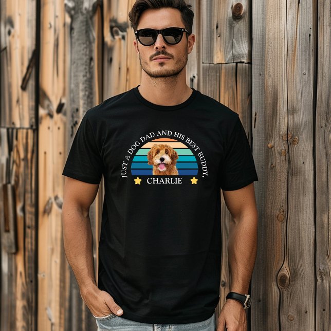 T-shirt Personnalisé Animal Photo Chien Papa (Just A Dog Dad And His Buddy)