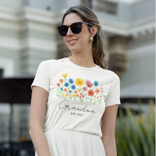 T-shirt Personnalisé. Année - Grand-mère Fleur sauvage