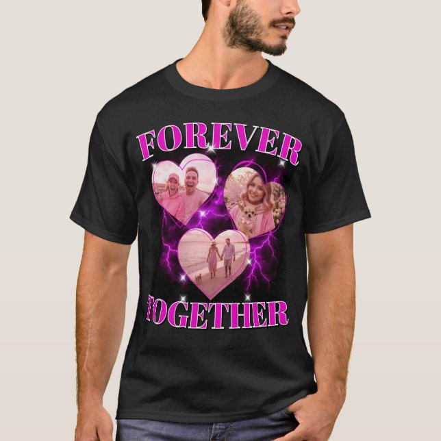 T-Shirt personnalisé années 80 90 rose cœurs Rétro (Devant)